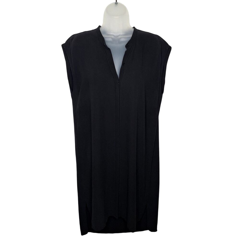 Eileen Fisher 100% Silk Georgette Shirtdress Dress S Minimalist Goth Lagenlook